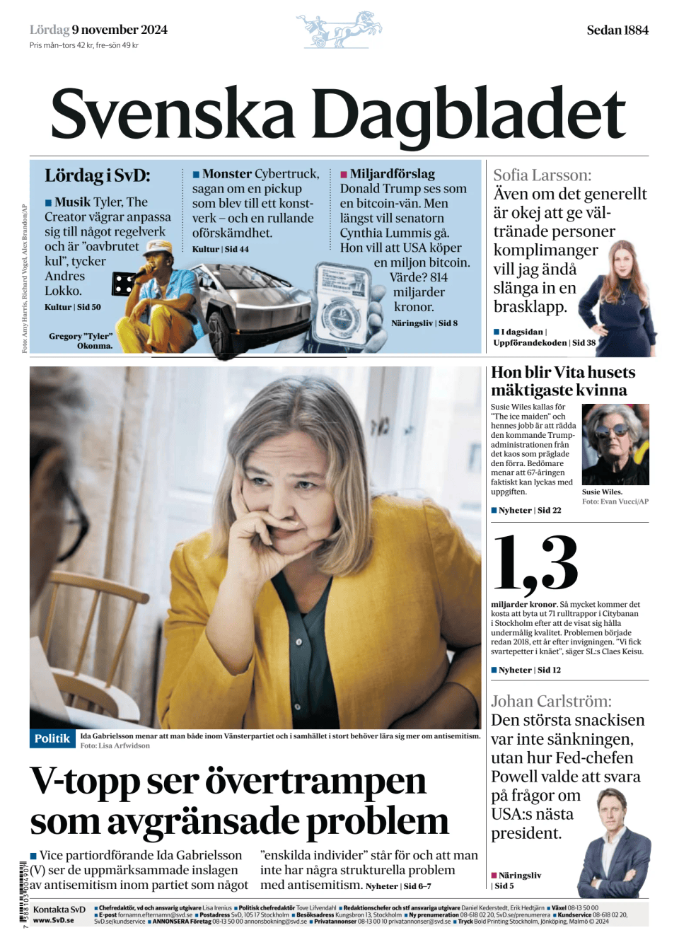 Prima-pagina-Svenska Dagbladet-edizione-di-oggi-20241109